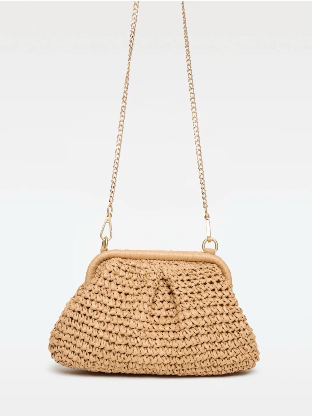 🔘l*space “harmony” Woven Straw Clutch with Gold Chain - Tan - Picture 2 of 12